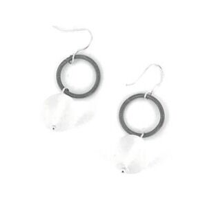 Frost Bead‎ & Slate Piano Wire Earrings